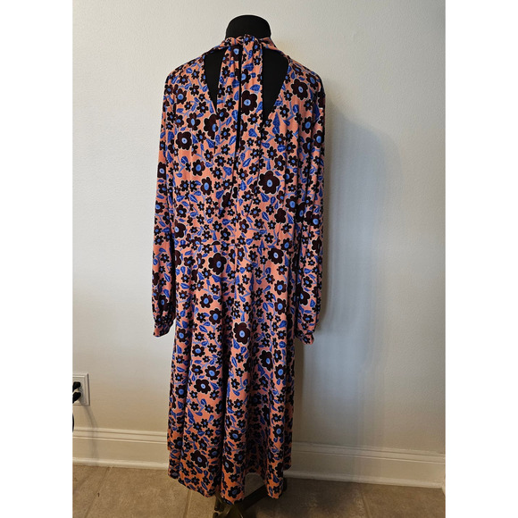 EUC ELOQUII Women's Floral Mock Neck Jersey Midi L/S Stretch Dress 22 - Picture 5 of 12